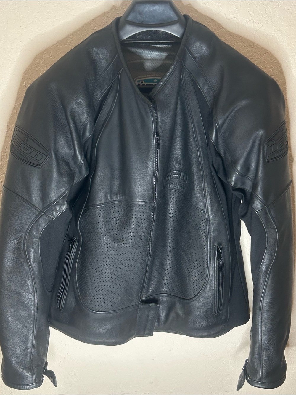 ICON Men’s Black Leather Bomber Jacket